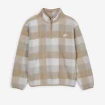 Sweat Half Zip Plaid Sherpa  Marron/blanc
