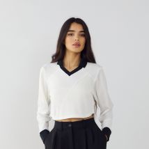 Top Crop Jersey  Blanc/noir