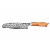 Couteau modèle santoku Wusaki Fujiko 18cm manche en olivier - Couteaux du Chef