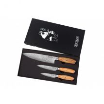 Coffret Wusaki 3 couteaux chef + office + universel Fujiko manche olivier - Couteaux du Chef - Couteaux du Chef