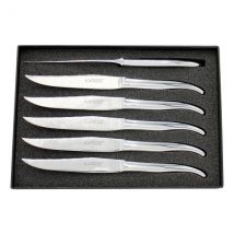 Coffret de 6 couteaux Laguiole Village Aéro tout inox brillants - Couteaux du Chef - Couteaux du Chef