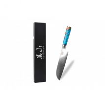 Couteau santoku Kutoyama 17cm lame damas Azur - Couteaux du Chef