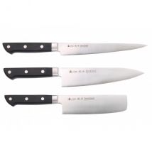 Coffret 3 couteaux sujihiki + chef + nakiri inox et ABS Satake - Couteaux du Chef