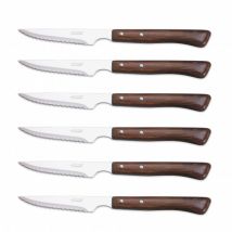 Set de 6 couteaux à steak manches en bois Arcos lames acier inox microdentées - Couteaux du Chef