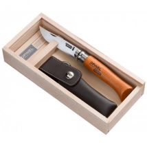 Opinel classique n°08 Carbone dans sa boite de présentation et étui - Couteaux du Chef - Couteaux du Chef