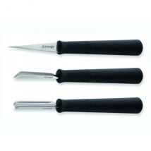 Set à 3 outils Triangle inox manches ergonomiques noirs - Couteaux du Chef - Couteaux du Chef