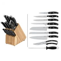 Bloc bois BergHOFF Essentials 12 couteaux, 1 cisaille et 1 fusil à aiguiser avec manches ABS - Couteaux du Chef