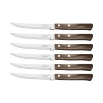 Set de 6 couteaux à steak lame crantée 11cm manche polywood Tramontina - Couteaux du Chef