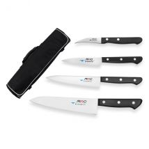 Mallette noire + 4 couteaux de cuisine japonais MAC Chef - Couteaux du Chef