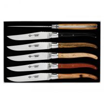 Coffret 6 couteaux Laguiole G.DAVID, 23 cm inox, manche bois, mitre inox - Couteaux du Chef - Couteaux du Chef