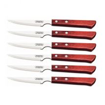Lot de 6 couteaux pour steak cranté 11cm manche rouge Tramontina - Couteaux du Chef