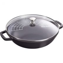 Wok STAUB fonte 30cm avec couvercle et grille - Couteaux du Chef - Couteaux du Chef
