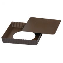 Moule à tarte cannelé carré Gobel fond mobile 23x23x2,5cm - Couteaux du Chef