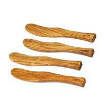 Ensemble de 4 tartineurs courbes Bérard fait main en bois d'olivier - Couteaux du Chef