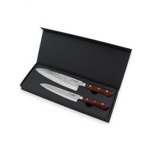 Coffret 2 couteaux Fukito Rosewood Damas chef + universel - Couteaux du Chef - Couteaux du Chef