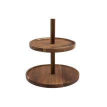 Présentoir acacia pour gâteaux 2 étages Point Virgule - Couteaux du Chef - Couteaux du Chef