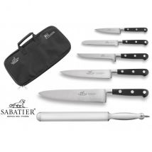 Trousse de cuisinier 5 couteaux + 1 fusil Sabatier Idéal - Total exclusivité - Couteaux du Chef - Couteaux du Chef