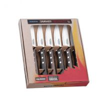 Coffret de 6 couteaux à steaks Tramontina Jumbo - manches polywood marron - Couteaux du Chef - Couteaux du Chef
