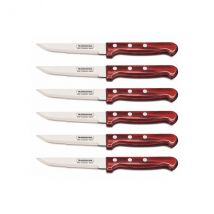 Set 6 couteaux à steak élégants Tramontina coloris rouge - Couteaux du Chef