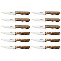 Ensemble de 12 couteaux à steak série Jumbo 29810-002 Tramontina lames 13cm manches marron - Couteaux du Chef