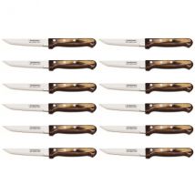 Ensemble de 12 couteaux à steak série Gaucho 29810-008 Tramontina 13cm manche marron - Couteaux du Chef