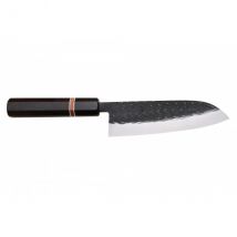 Couteau Yuzo Black japonais santoku 16,5cm acier SLD martelé - Couteaux du Chef