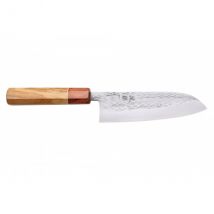 Couteau Yuzo SLD santoku 16,5cm martelé olivier et cognassier - Couteaux du Chef