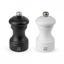 Duo moulin à sel et poivre en bois noir et blanc Peugeot Bistro - Couteaux du Chef - Couteaux du Chef