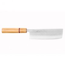 Couteau Yuzo SLD modèle nakiri 16,5cm martelé olivier et redwood - Couteaux du Chef