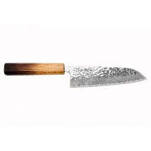 Couteau Wusaki Yaketa 16,5cm modèle santoku japonais AUS10 manche en chêne brûlé - Couteaux du Chef
