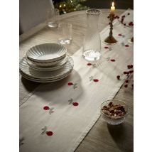 Cotton Embroidered Bauble Table Runner