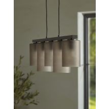 Five Ribbed Column Smoke Glass Pendant