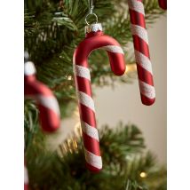 Three Candy Cane Glass Baubles