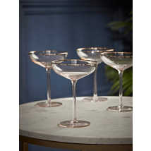 Four Gold & Blush Champagne Coupes