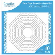 Creative Craft Products Large Nesting Die Set Super Size Torn Edge Octagons | Set of 10