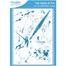Creative Craft Products 3D Embossing Folder Ink Splats and Pen | 5in x 7in