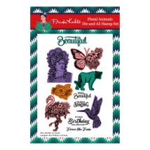 Frida Kahlo A5 Clear Stamp and Outline Die Set Floral Animals | Set of 17