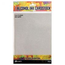 Ranger Alcohol Ink 5in x 7in Cardstock Silver Sparkle by Tim Holtz | Pack of 10