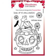Woodware 4in x 6in Clear Stamp Set Spooky Cup by Francoise Read | Set of 7