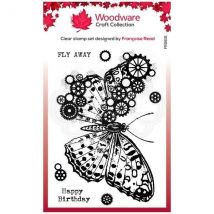 Woodware 4in x 6in Clear Stamp Set Cog Butterfly by Francoise Read | Set of 7