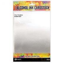 Ranger Alcohol Ink 5in x 7in Cardstock Brushed Silver by Tim Holtz | Pack of 10