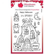 Woodware 4in x 6in Clear Stamp Set Pumpkin House by Francoise Read | Set of 8