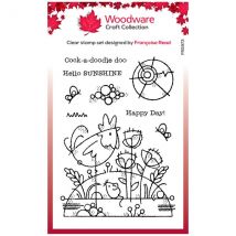 Woodware 4in x 6in Clear Stamp Set Rooster Meadow by Francoise Read | Set of 9