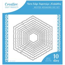 Creative Craft Products Large Nesting Die Set Super Size Torn Edge Hexagons | Set of 10