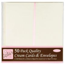 Anita's 10.5cm x 21cm Tall Card Blanks & Envelopes Cream 240gsm | Pack of 50