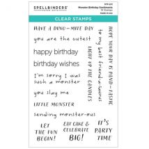 Spellbinders Clear Stamp Set Monster Birthday Sentiments | Set of 13
