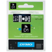 Dymo Self Adhesive D1 Label Tape White on Black | 12mm x 7m
