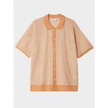 Obey Men's Groove Button-Up Knit Polo Shirt in Peach Sand
