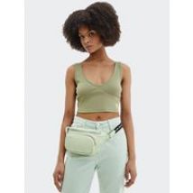 Calvin Klein Jeans Women's CK Rib Crop Top in Faded Olive