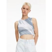 Calvin Klein Jeans Women's Motion Blur Aop Rib Tank Top In Logo Movement Aop